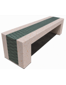 PANCHINA MONOBLOCCO IN CEMENTO CALCESTRUZZO -COLORE BIANCO TRAVERTINO - DECORATA CON CEMENTINE - CM 200X50X50H - Conforme ai CAM