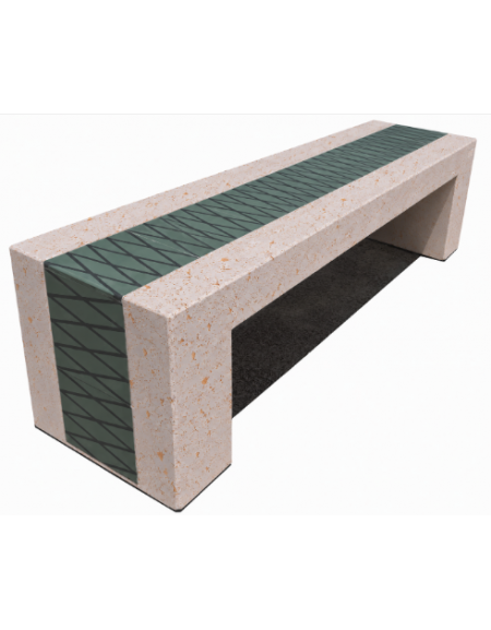 PANCHINA MONOBLOCCO IN CEMENTO CALCESTRUZZO -COLORE BIANCO TRAVERTINO - DECORATA CON CEMENTINE - CM 200X50X50H - Conforme ai CAM