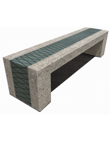 PANCHINA MONOBLOCCO IN CEMENTO CALCESTRUZZO -COLORE GRIGIO SABBIATO - DECORATA CON CEMENTINE - CM 200X50X50H - Conforme ai CAM
