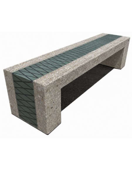PANCHINA MONOBLOCCO IN CEMENTO CALCESTRUZZO -COLORE GRIGIO SABBIATO - DECORATA CON CEMENTINE - CM 200X50X50H - Conforme ai CAM