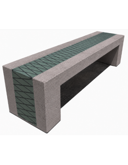PANCHINA MONOBLOCCO IN CEMENTO CALCESTRUZZO -COLORE BIANCO SABBIATO - DECORATA CON CEMENTINE - CM 200X50X50H - Conforme ai CAM