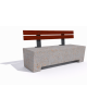 Panchina trapeziodale in cemento, colore Grigio travertino - schienale in legno esotico - cm 160x60x85h - Conforme ai CAM