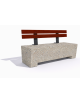 Panchina trapeziodale in cemento, colore Grigio sabbiato - schienale in legno esotico - cm 160x60x85h - Conforme ai CAM