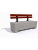 Panchina trapeziodale in cemento, colore Bianco sabbiato - schienale in legno esotico - cm 160x60x85h - Conforme ai CAM