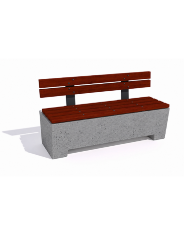 Panchina trapeziodale in cemento, colore Grigio pietra - schienale e seduta in legno - cm 160x60x85h - Conforme ai CAM