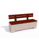Panchina trapeziodale in cemento, colore Bianco travertino - schienale e seduta in legno - cm 160x60x85h - Conforme ai CAM