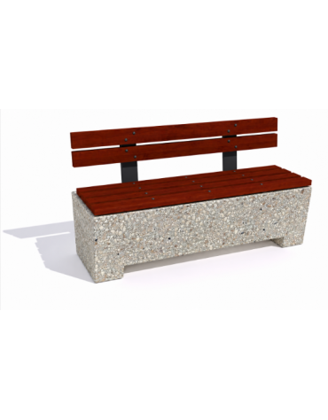 Panchina trapeziodale in cemento, colore Grigio sabbiato - schienale e seduta in legno - cm 160x60x85h - Conforme ai CAM