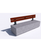 Panchina rettangolare in cemento calcestruzzo - colore Grigio pietra - Schienale in legno - cm 200x60x85h - Conforme ai CAM