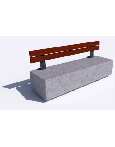 Panchina rettangolare in cemento calcestruzzo - colore Grigio pietra - Schienale in legno - cm 200x60x85h - Conforme ai CAM