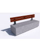 Panchina rettangolare in cemento calcestruzzo - colore Grigio pietra - Schienale in legno - cm 200x60x85h - Conforme ai CAM