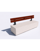 Panchina rettangolare in cemento calcestruzzo - colore Bianco pietra - Schienale in legno - cm 200x60x85h - Conforme ai CAM