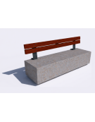Panchina rettangolare in cemento calcestruzzo - colore Grigio travertino - Schienale in legno - cm 200x60x85h - Conforme ai CAM