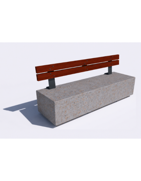 Panchina rettangolare in cemento calcestruzzo - colore Grigio travertino - Schienale in legno - cm 200x60x85h - Conforme ai CAM