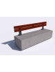 Panchina rettangolare in cemento calcestruzzo - colore Grigio travertino - Schienale in legno - cm 200x60x85h - Conforme ai CAM