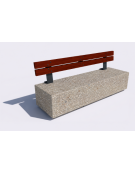 Panchina rettangolare in cemento calcestruzzo - colore Grigio sabbiato - Schienale in legno - cm 200x60x85h - Conforme ai CAM
