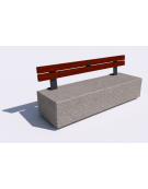 Panchina rettangolare in cemento calcestruzzo - colore Bianco sabbiato - Schienale in legno - cm 200x60x85h - Conforme ai CAM