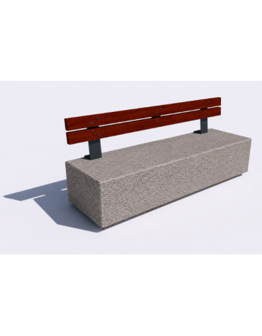 Panchina rettangolare in cemento calcestruzzo - colore Bianco sabbiato - Schienale in legno - cm 200x60x85h - Conforme ai CAM
