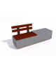 Panchina rettangolare in cemento con seduta parziale e schienale in legno - colore Grigio pietra - cm 200x60x85h - CAM