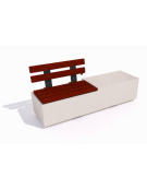 Panchina rettangolare in cemento con seduta parziale e schienale in legno - colore Bianco pietra - cm 200x60x85h - CAM