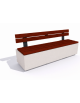 Panchina rettangolare in cemento colore Bianco pietra - seduta e schienale in legno esotico - cm 200x60x90h - Conforme ai CAM