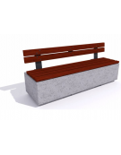 Panchina rettangolare in cemento colore Grigio pietra - seduta e schienale in legno esotico - cm 200x60x90h - Conforme ai CAM