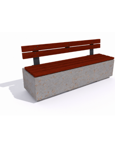 Panchina rettangolare in cemento colore Grigio travertino - seduta e schienale in legno - cm 200x60x90h - Conforme ai CAM