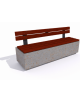 Panchina rettangolare in cemento colore Grigio travertino - seduta e schienale in legno - cm 200x60x90h - Conforme ai CAM