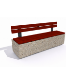 Panchina rettangolare in cemento colore Grigio sabbiato - seduta e schienale in legno esotico - cm 200x60x90h - Conforme ai CAM