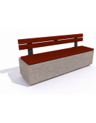 Panchina rettangolare in cemento colore Bianco sabbiato - seduta e schienale in legno esotico - cm 200x60x90h - Conforme ai CAM