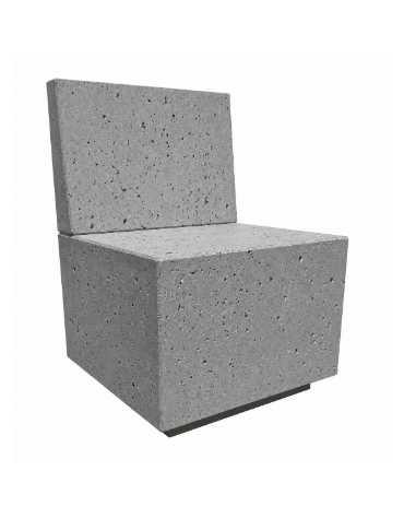 PANCHINA QUADRATA CON SCHIENALE IN CEMENTO CALCESTRUZZO - COLORE GRIGIO PIETRA - CM 60x60x85H - Conforme ai CAM