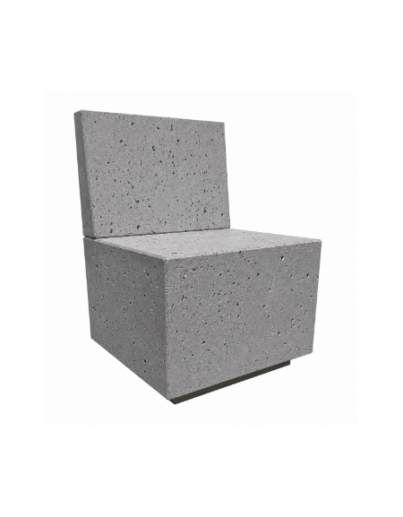 PANCHINA QUADRATA CON SCHIENALE IN CEMENTO CALCESTRUZZO - COLORE GRIGIO PIETRA - CM 60x60x85H - Conforme ai CAM