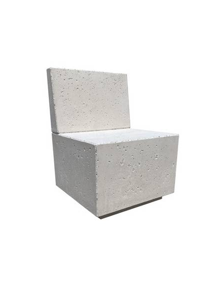 PANCHINA QUADRATA CON SCHIENALE IN CEMENTO CALCESTRUZZO - COLORE BIANCO PIETRA - CM 60x60x85H - Conforme ai CAM