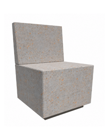 PANCHINA QUADRATA CON SCHIENALE IN CEMENTO CALCESTRUZZO - COLORE GRIGIO TRAVERTINO - CM 60x60x85H - Conforme ai CAM