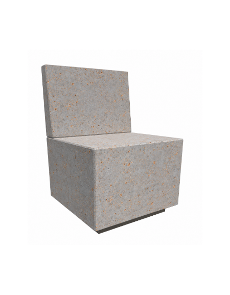PANCHINA QUADRATA CON SCHIENALE IN CEMENTO CALCESTRUZZO - COLORE GRIGIO TRAVERTINO - CM 60x60x85H - Conforme ai CAM