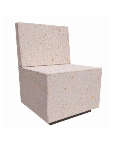 PANCHINA QUADRATA CON SCHIENALE IN CEMENTO CALCESTRUZZO - COLORE BIANCO TRAVERTINO - CM 60x60x85H  - Conforme ai CAM