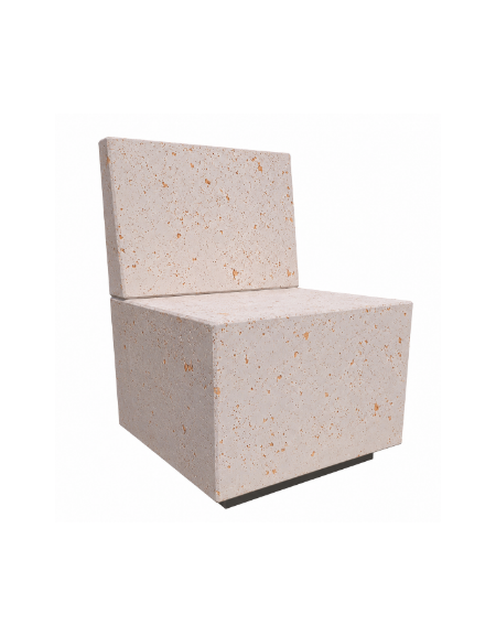 PANCHINA QUADRATA CON SCHIENALE IN CEMENTO CALCESTRUZZO - COLORE BIANCO TRAVERTINO - CM 60x60x85H  - Conforme ai CAM