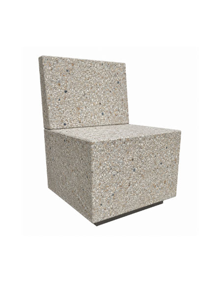 PANCHINA QUADRATA CON SCHIENALE IN CEMENTO CALCESTRUZZO - COLORE GRIGIO SABBIATO - CM 60x60x85H  - Conforme ai CAM