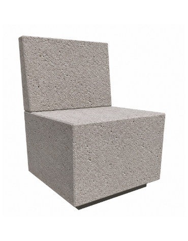 PANCHINA QUADRATA CON SCHIENALE IN CEMENTO CALCESTRUZZO - COLORE BIANCO SABBIATO - CM 60x60x85H - Conforme ai CAM