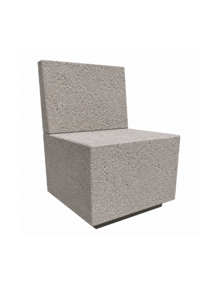 PANCHINA QUADRATA CON SCHIENALE IN CEMENTO CALCESTRUZZO - COLORE BIANCO SABBIATO - CM 60x60x85H - Conforme ai CAM