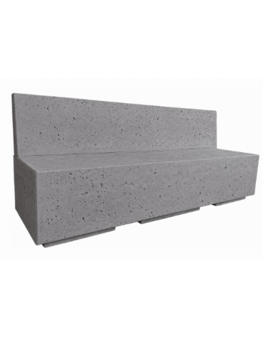 PANCHINA RETTANGOLARE CON SCHIENALE IN CEMENTO CALCESTRUZZO - COLORE GRIGIO PIETRA - CM 200x60x85H - Conforme ai CAM