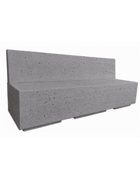 PANCHINA RETTANGOLARE CON SCHIENALE IN CEMENTO CALCESTRUZZO - COLORE GRIGIO PIETRA - CM 200x60x85H - Conforme ai CAM