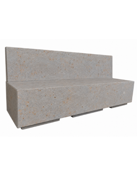 PANCHINA RETTANGOLARE CON SCHIENALE IN CEMENTO CALCESTRUZZO - COLORE GRIGIO TRAVERTINO - cm 200x60x85h - Conforme ai CAM