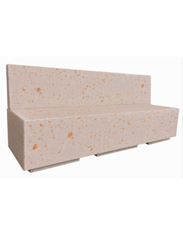 PANCHINA RETTANGOLARE CON SCHIENALE IN CEMENTO CALCESTRUZZO - COLORE BIANCO TRAVERTINO  - cm 200x60x85h - Conforme ai CAM