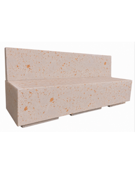 PANCHINA RETTANGOLARE CON SCHIENALE IN CEMENTO CALCESTRUZZO - COLORE BIANCO TRAVERTINO  - cm 200x60x85h - Conforme ai CAM
