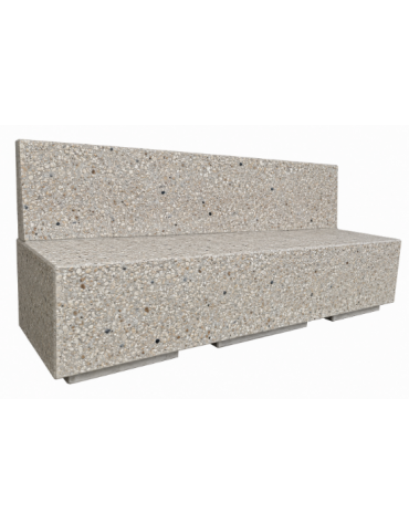 PANCHINA RETTANGOLARE CON SCHIENALE IN CEMENTO CALCESTRUZZO - COLORE GRIGIO SABBIATO - cm 200x60x85h - Conforme ai CAM