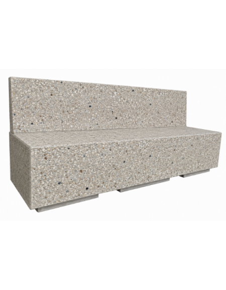 PANCHINA RETTANGOLARE CON SCHIENALE IN CEMENTO CALCESTRUZZO - COLORE GRIGIO SABBIATO - cm 200x60x85h - Conforme ai CAM