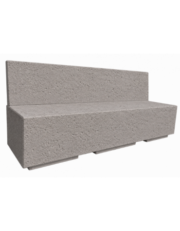 PANCHINA RETTANGOLARE CON SCHIENALE IN CEMENTO CALCESTRUZZO - COLORE BIANCO SABBIATO - cm 200x60x85h - Conforme ai CAM