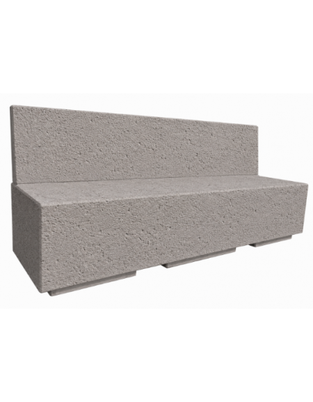 PANCHINA RETTANGOLARE CON SCHIENALE IN CEMENTO CALCESTRUZZO - COLORE BIANCO SABBIATO - cm 200x60x85h - Conforme ai CAM