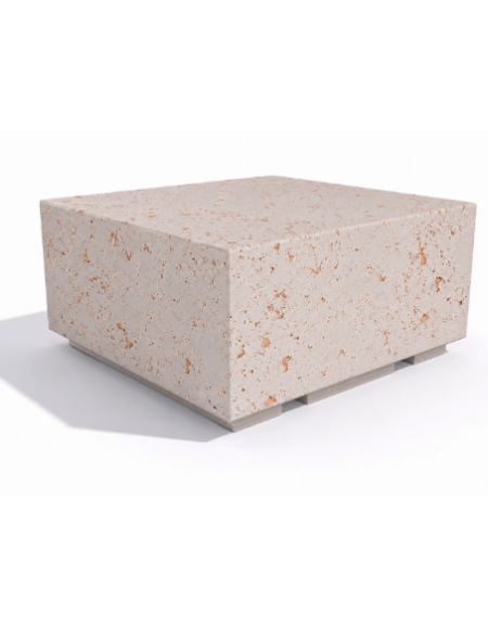 Panchina quadrata monoblocco in cemento calcestruzzo - colore Bianco travertino - cm 100x100x45h - Conforme ai CAM