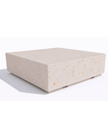 Panchina quadrata monoblocco in cemento calcestruzzo - colore Bianco travertino - cm 140x140x45h - Conforme ai CAM